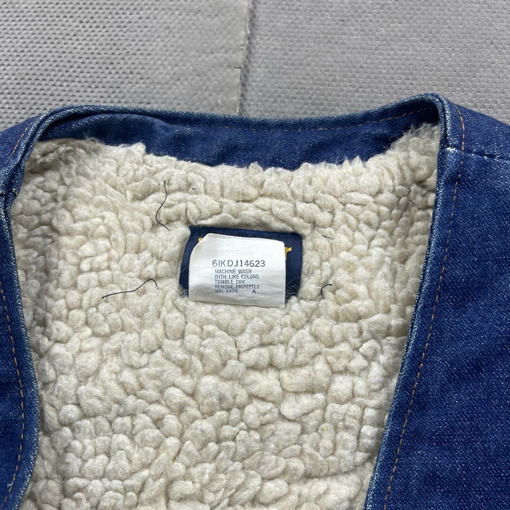Vintage Wrangler Denim Vest‎ Mens Large Blue Sherpa Lined Button Up USA - Picture 7 of 11
